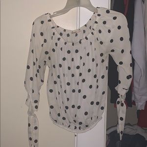 Cute cream white top polkadots